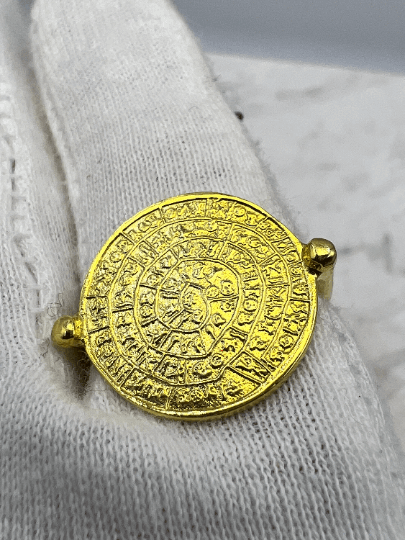 Crete Phaistos Mystery Disc Ring Solid gold