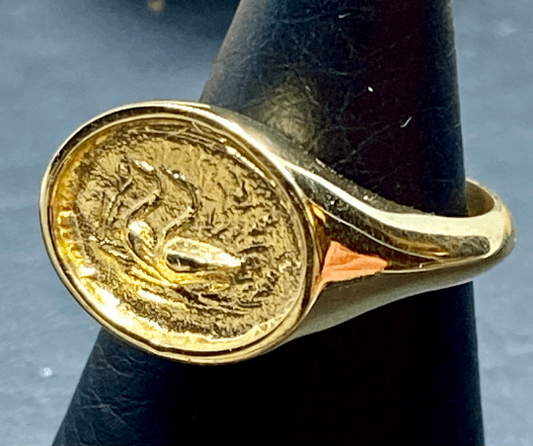 Minoan Signed Ring Ancient Greek jewelry handmade Solid Gold the geese