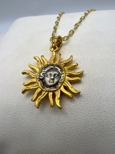 God of the sun HELIOS ancient coin copy Pendant Sterling silver 925