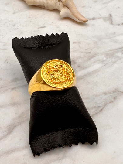 Athena owl Signet ring ancient Greek coin copy  silver gold