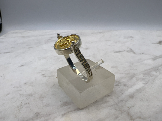 Grec abeille sacrée Artemis déesse médaillon pièce de monnaie bague, bague en argent sterling abeille bumble bee, chevalière abeille miel MEANDROS