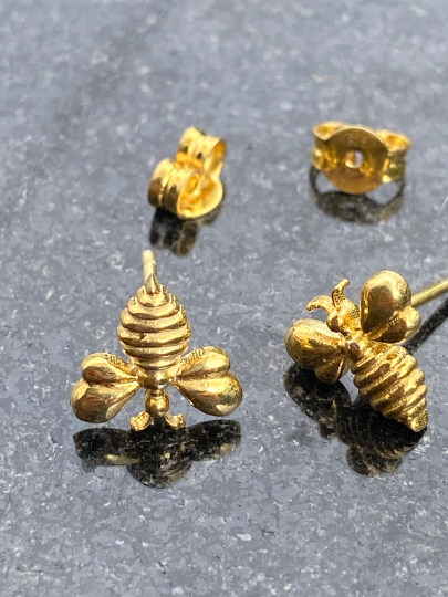 Bee Earrings Honey Bee Jewelry sterling silver Gold plated