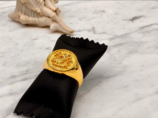 Athena owl Signet ring ancient Greek coin copy  silver gold