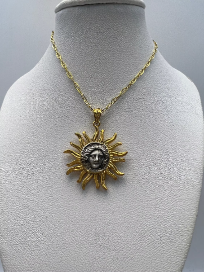 God of the sun HELIOS ancient coin copy Pendant Sterling silver 925