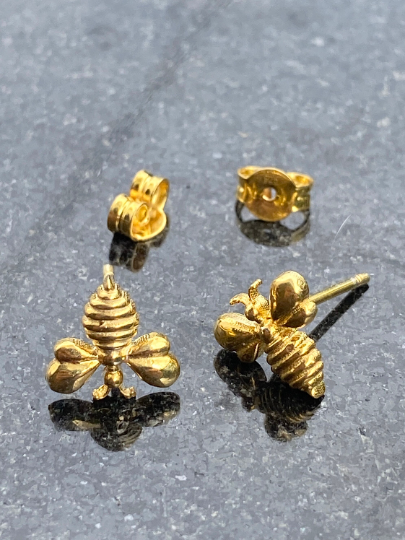 Bee Earrings Honey Bee Jewelry sterling silver Gold plated