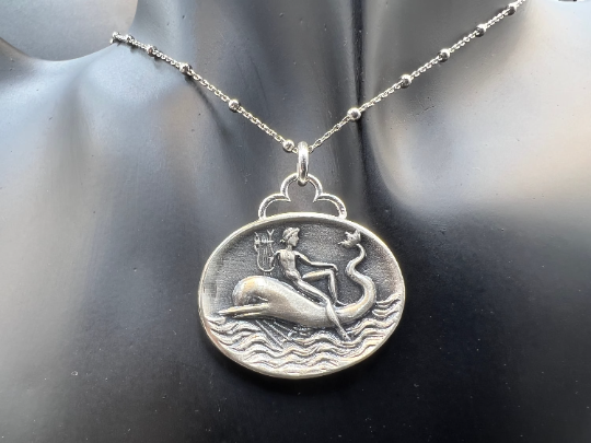 Tara's Dolphin Ancient Greek Coin Copy jewelry handmade Sterling silver pendant