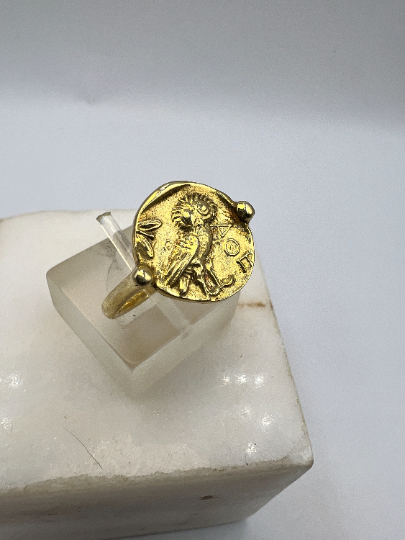Owl of Athena Nike Ancient Greek coin copy solid gold