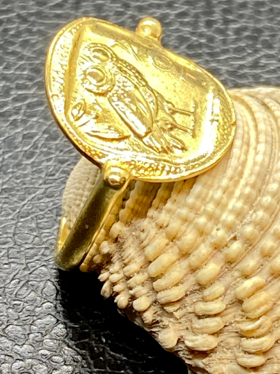 Hibou de la déesse Athéna pièce de monnaie bague en argent sterling 925