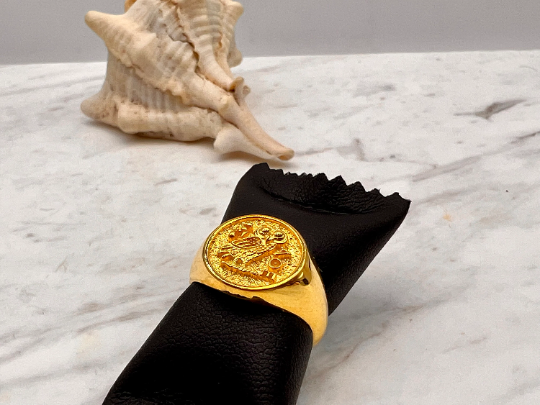 Athena owl Signet ring ancient Greek coin copy  silver gold
