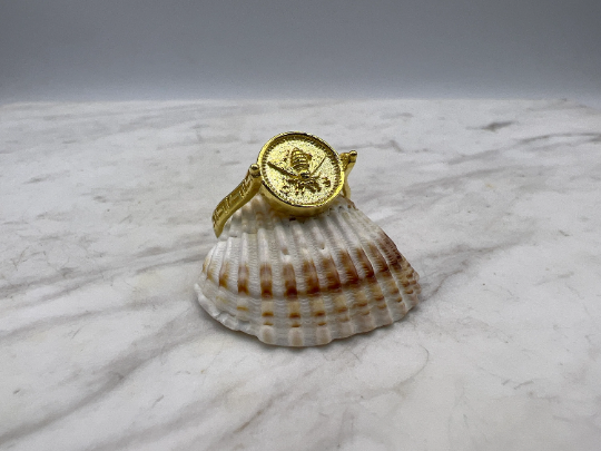 Grec abeille sacrée Artemis déesse médaillon pièce de monnaie bague, bague en argent sterling abeille bumble bee, chevalière abeille miel MEANDROS