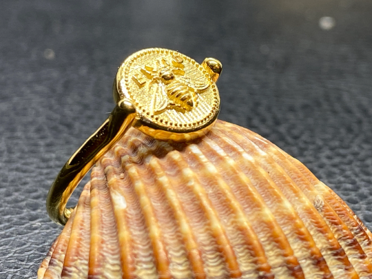 Antiker griechischer heiliger Bienen-Artemis-Göttin-Medaillon-Münzen-Silber-Bienen-Siegelring