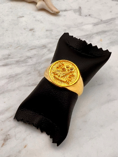 Athena owl Signet ring ancient Greek coin copy  silver gold