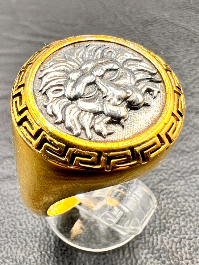 Nemean Lion Hercules ancient Greek coin Signed ring Sterling Silver Gold plated