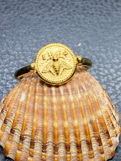 Antiker griechischer heiliger Bienen-Artemis-Göttin-Medaillon-Münzen-Silber-Bienen-Siegelring