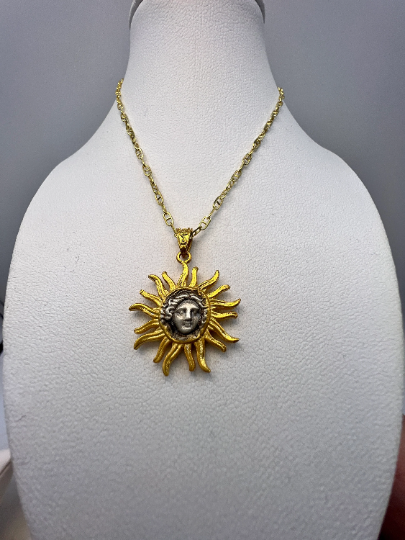 God of the sun HELIOS ancient coin copy Pendant Sterling silver 925
