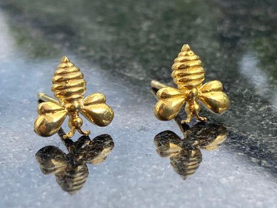 Bee Earrings Honey Bee Jewelry sterling silver Gold plated