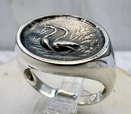 The geese Minoan Signet ring Sterling silver 925