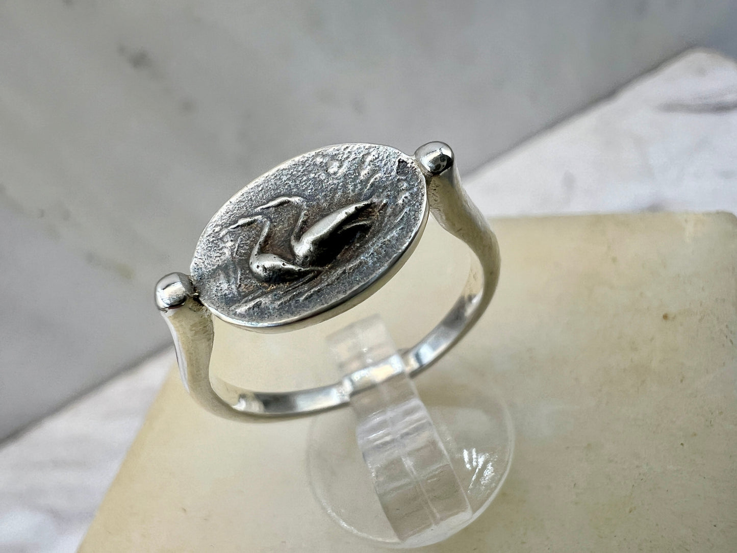 Minoischer signierter Ring Antiker griechischer Schmuck handgefertigt aus Sterlingsilber die Gänse