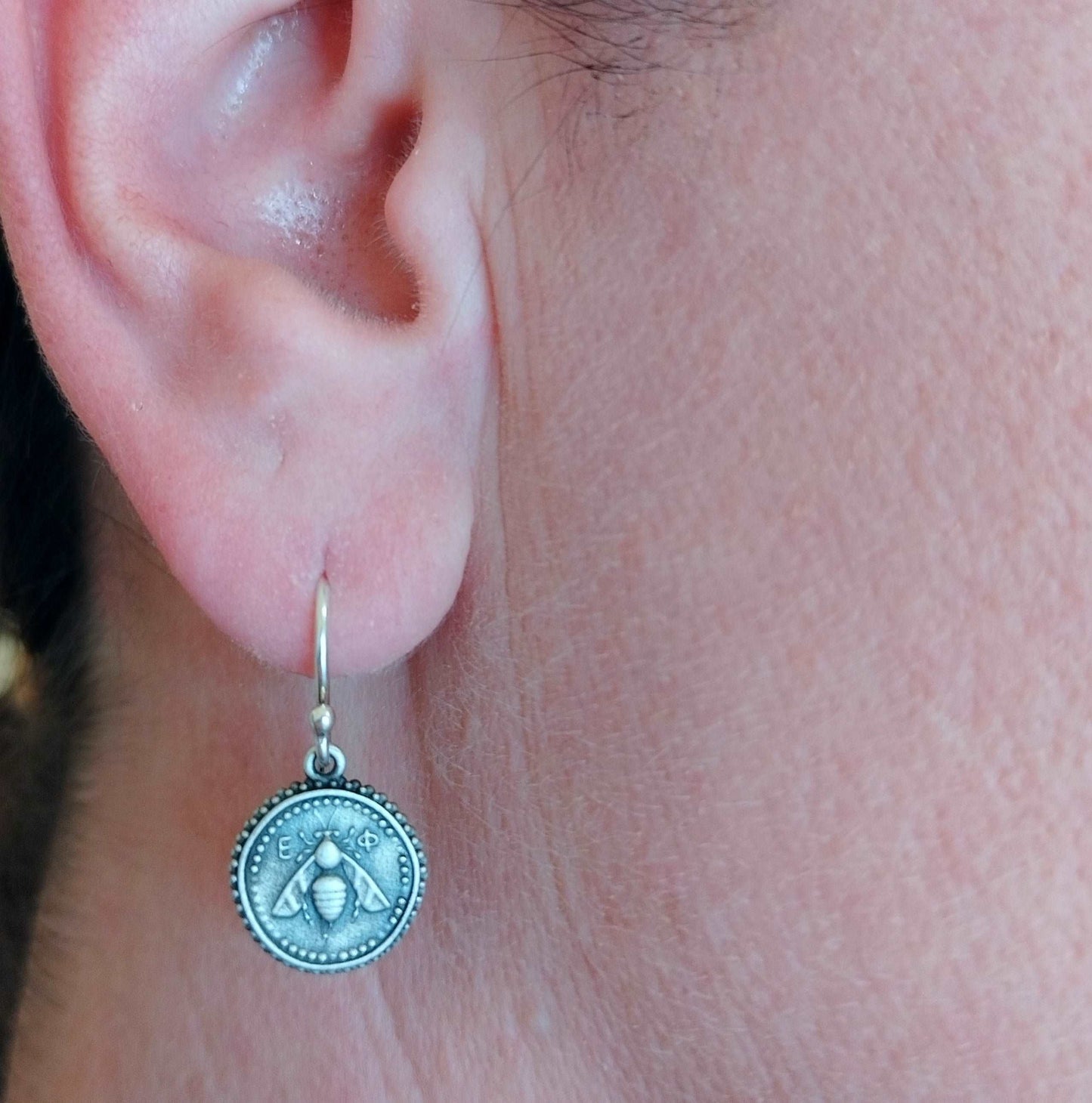 Goddess Artemis Ancient Bee Stag earring Greece Asia Ephesus Tetradrachm coin jewelry handmade