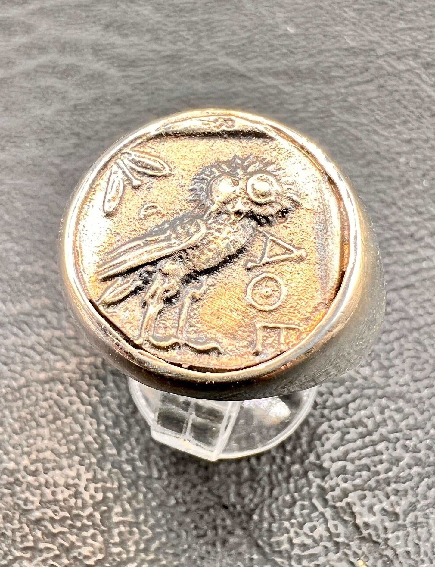 Athena owl Signet ring ancient Greek coin copy  925 Silver