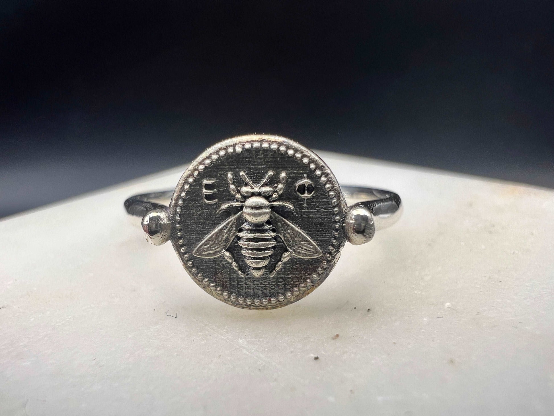 Ancient Greek Sacred Bee Artemis Goddess Medallion Coin silver bee signet ring