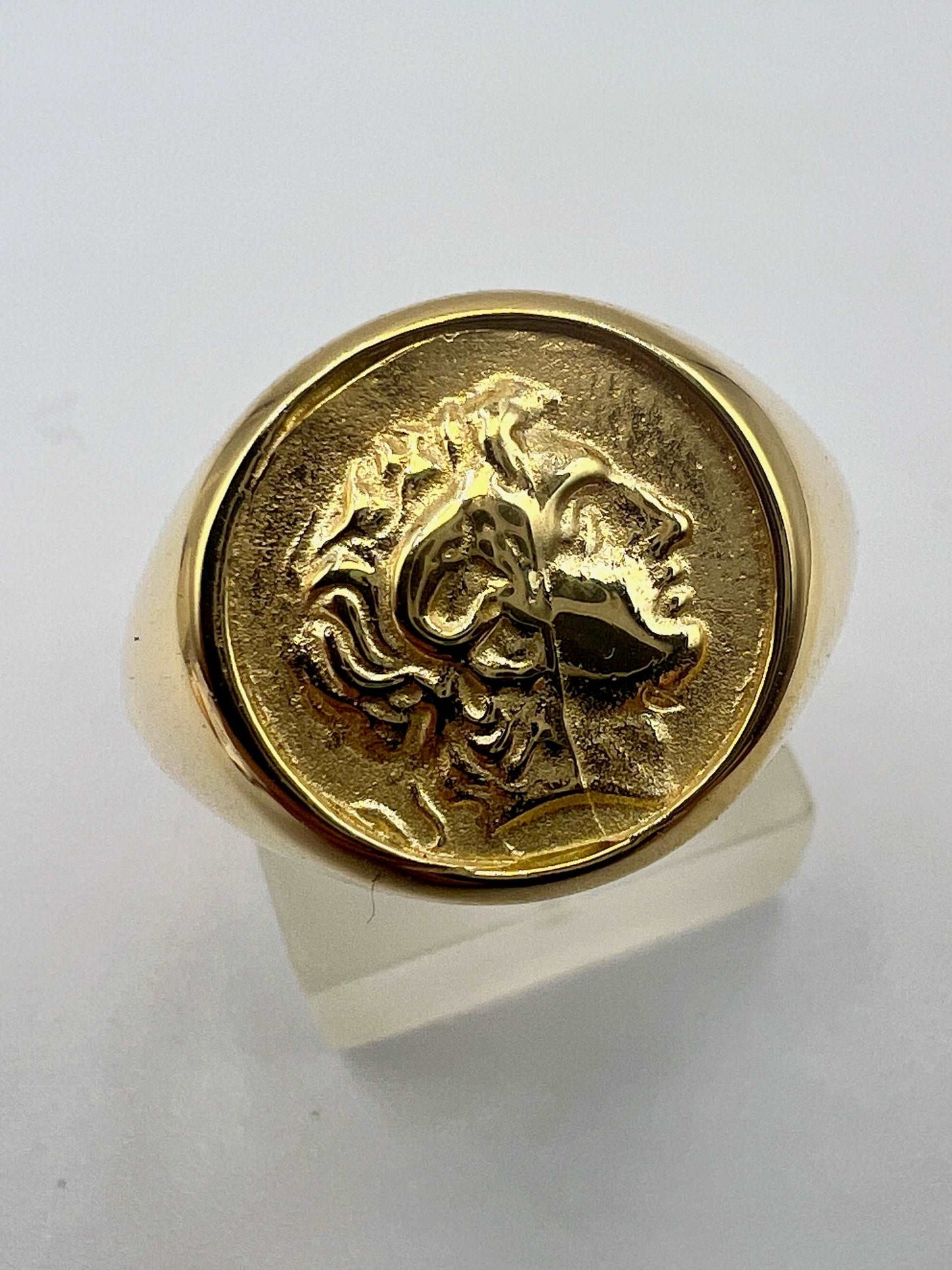 Alexander the Great Solid Gold Signed ring handmade