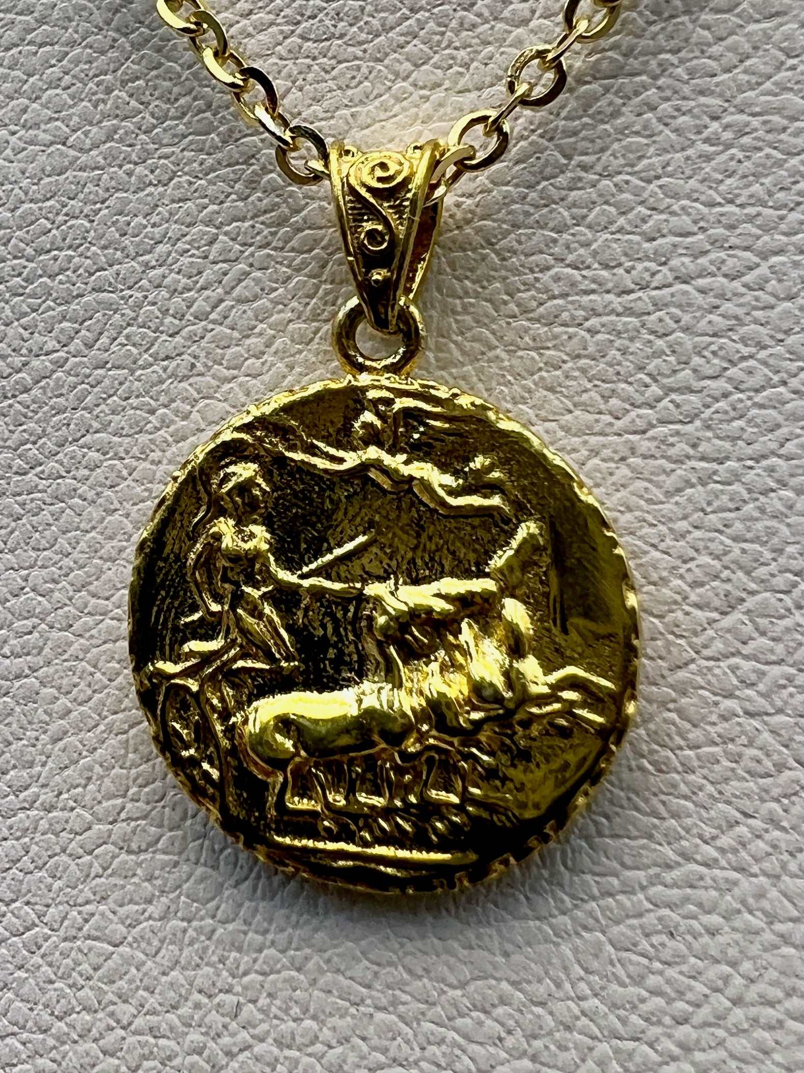 Arethusa surrounded by dolphins Syracuse  Solid gold Greek Coin Pendant