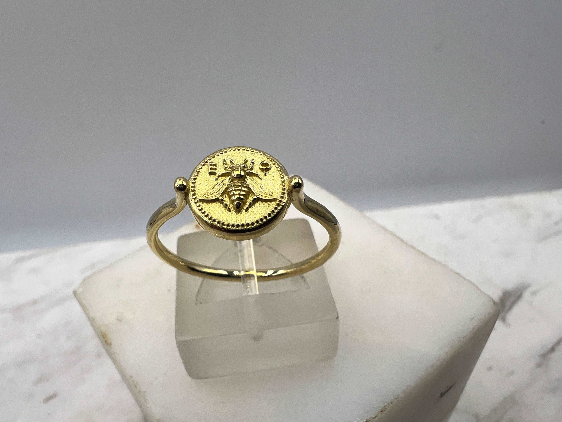 Artemis Goddess Ancient Greek Sacred Bee Coin Ring,  Bee ring, Gold bee ring