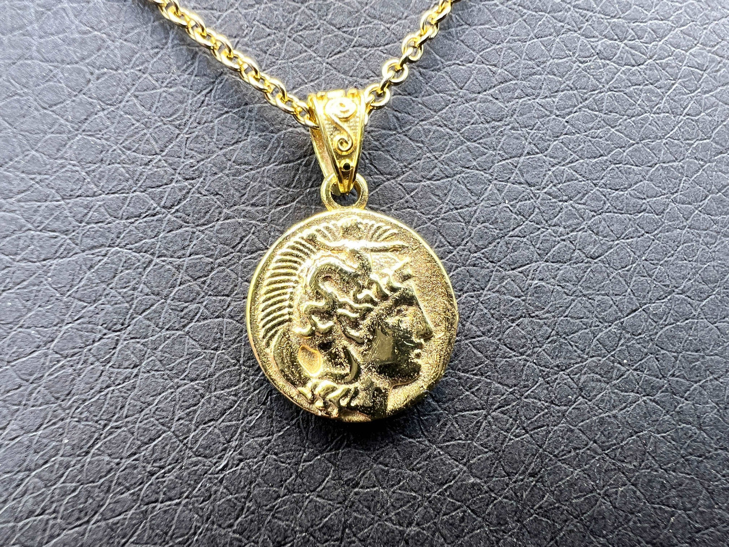 Goddess Athena and owl  Solid gold ancient Greek reproduction coin