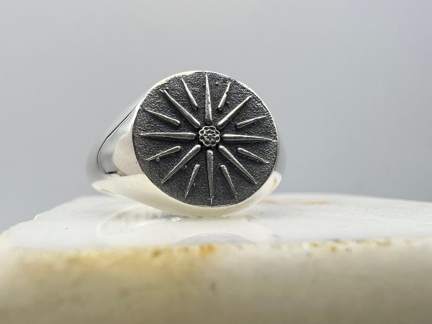 Macedonian Star Vergina Sun signed ring Sterling silver 925