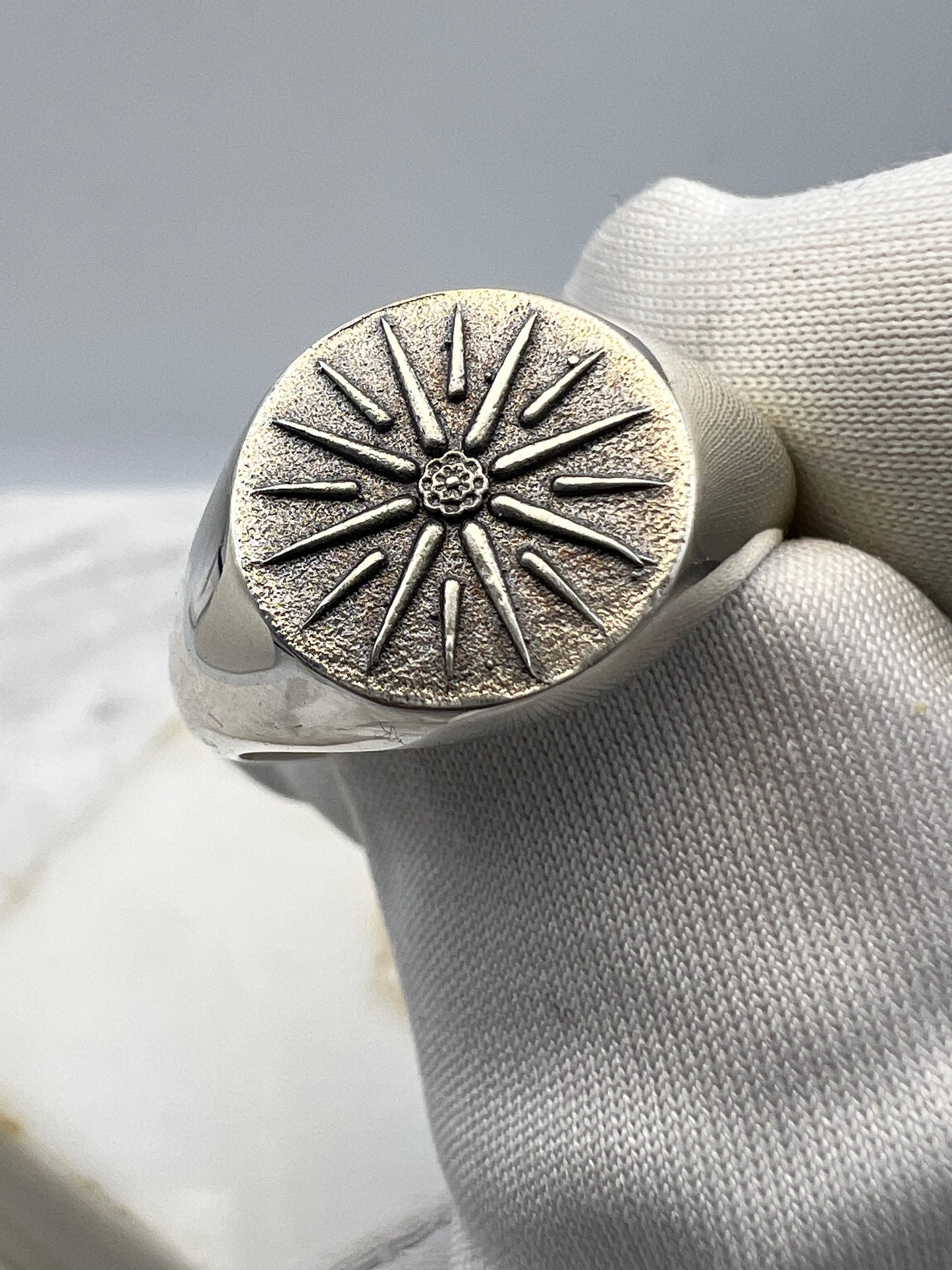 Macedonian Star Vergina Sun signed ring Sterling silver 925