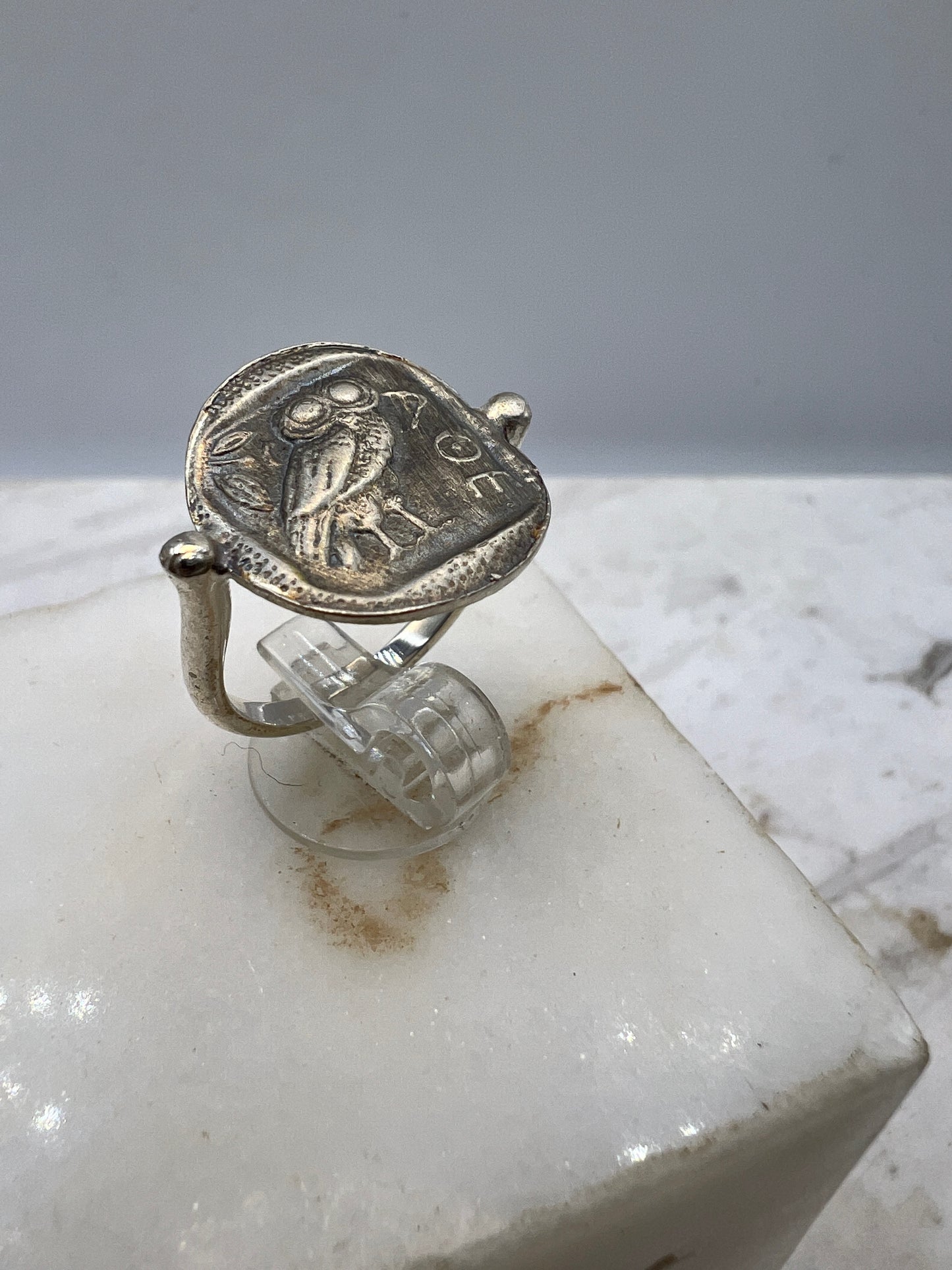 Owl of Goddess Athena Coin Ring Sterling silver 925