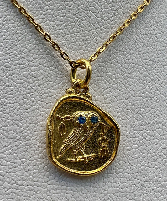 Owl of Athena Goddess Pendant Replica Ancient Greek Coin Greek Mythology