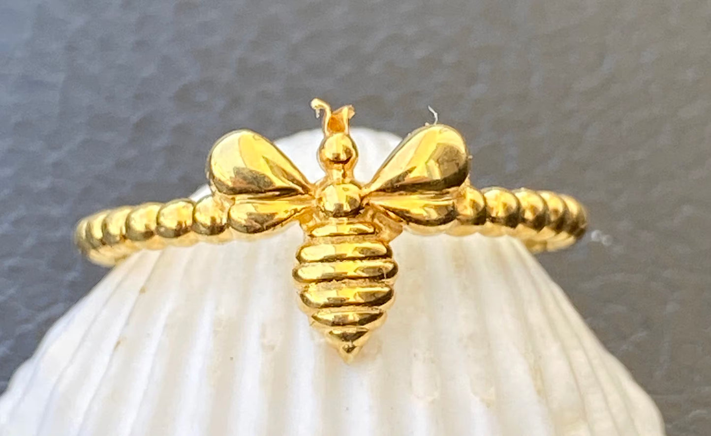 Bee ring sterling silver gold plated Greek Honey bee handmade