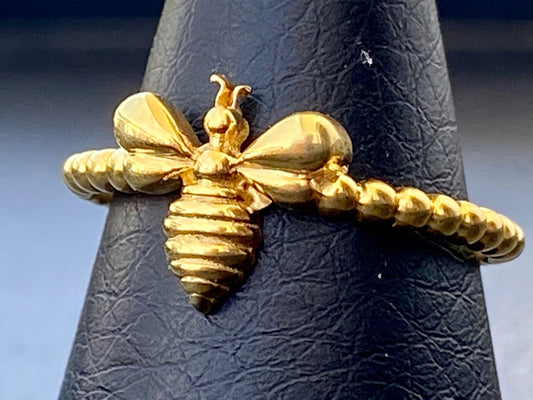 Bee ring sterling silver gold plated Greek Honey bee handmade