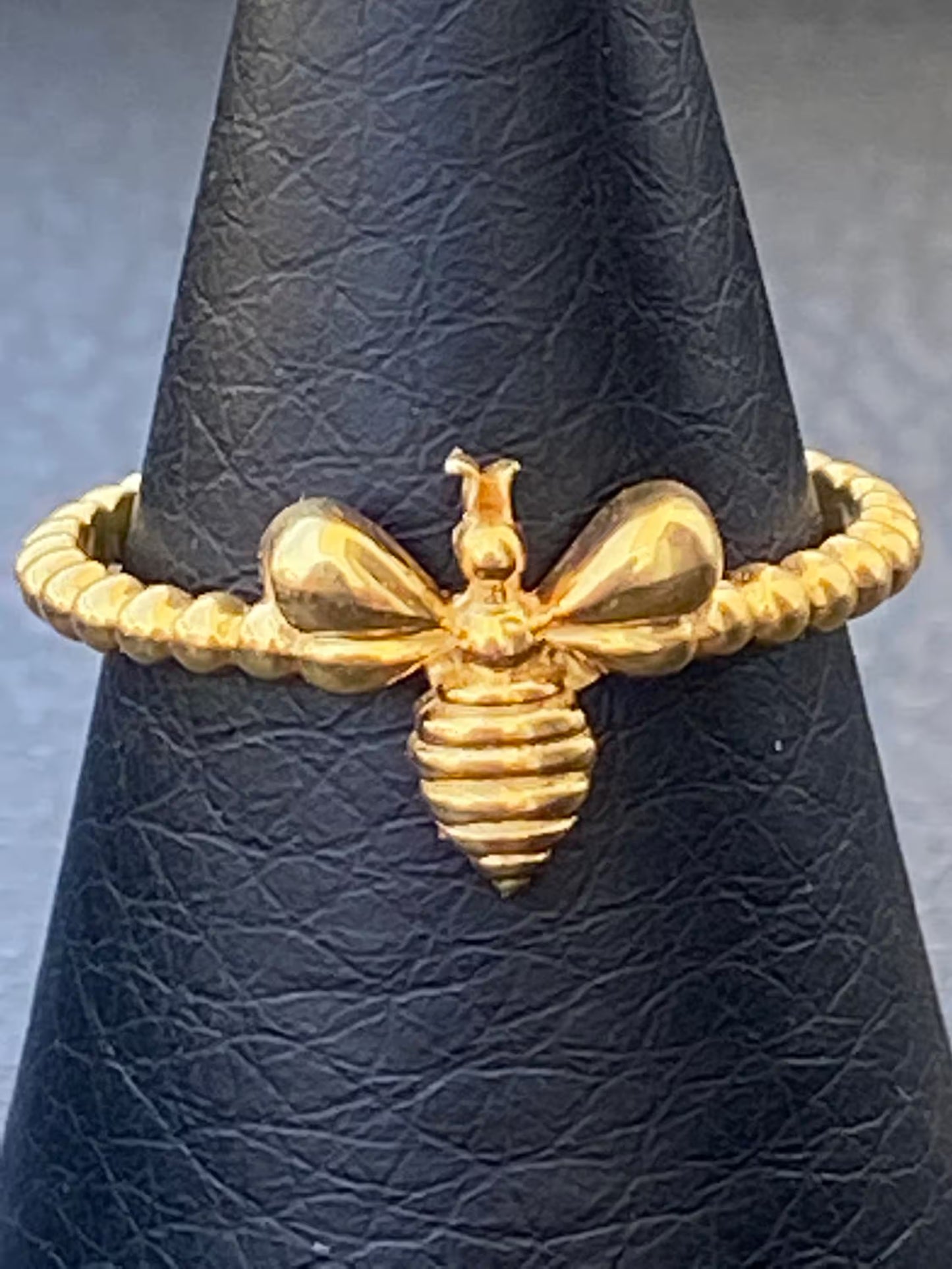 Bee ring sterling silver gold plated Greek Honey bee handmade