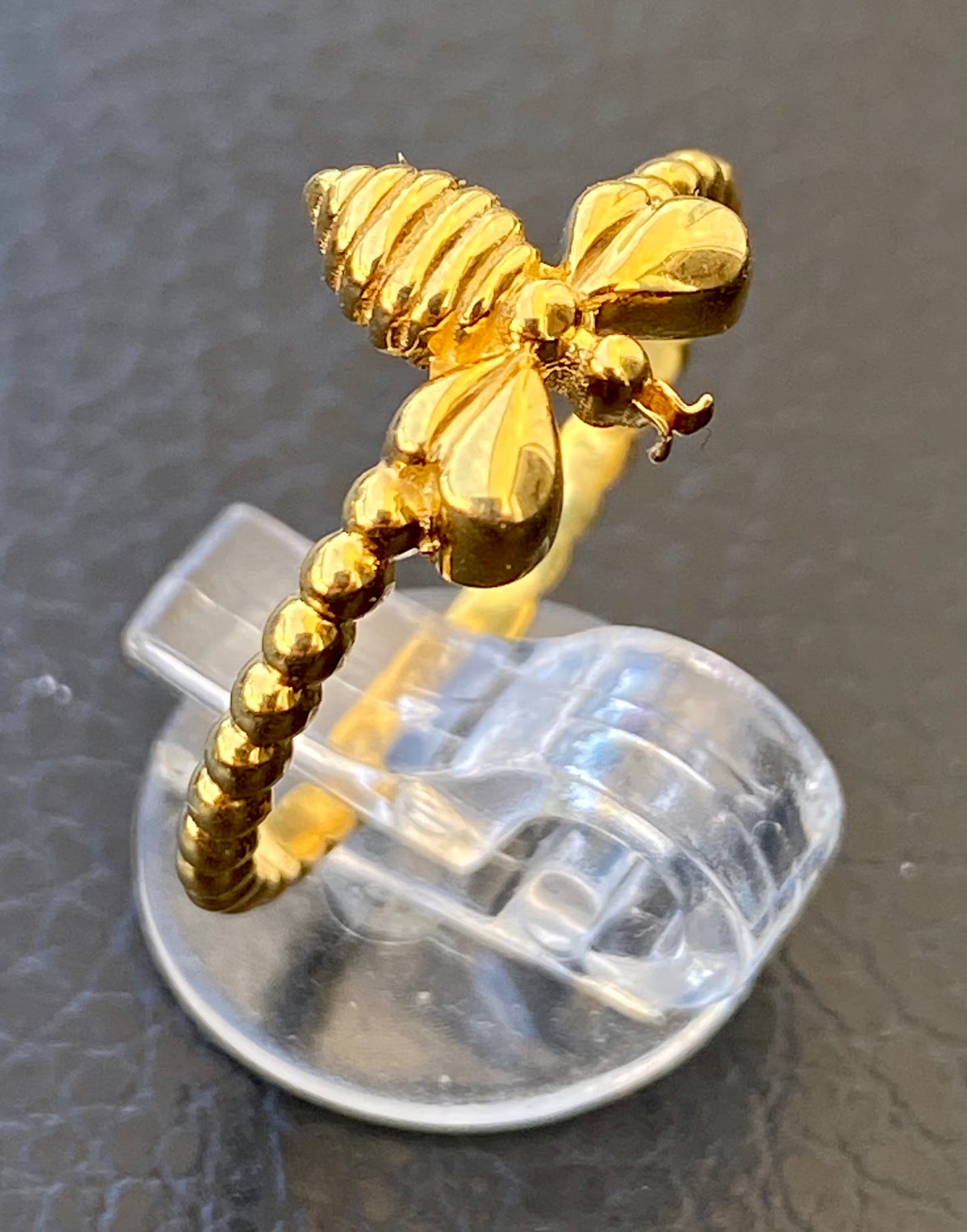 Bee ring sterling silver gold plated Greek Honey bee handmade