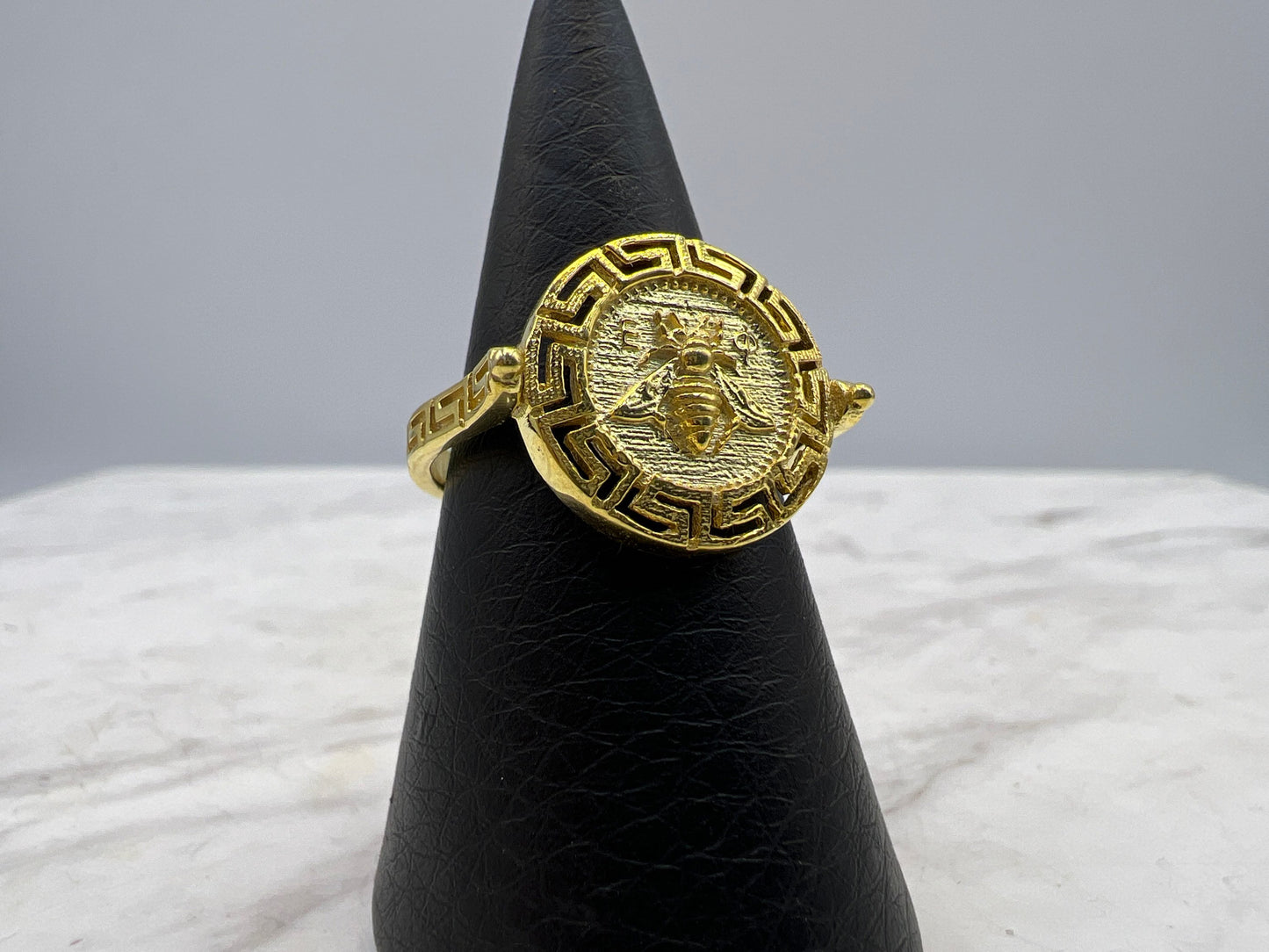 Artemis Goddess Ancient Greek Sacred Bee Greek key Meander Coin Ring