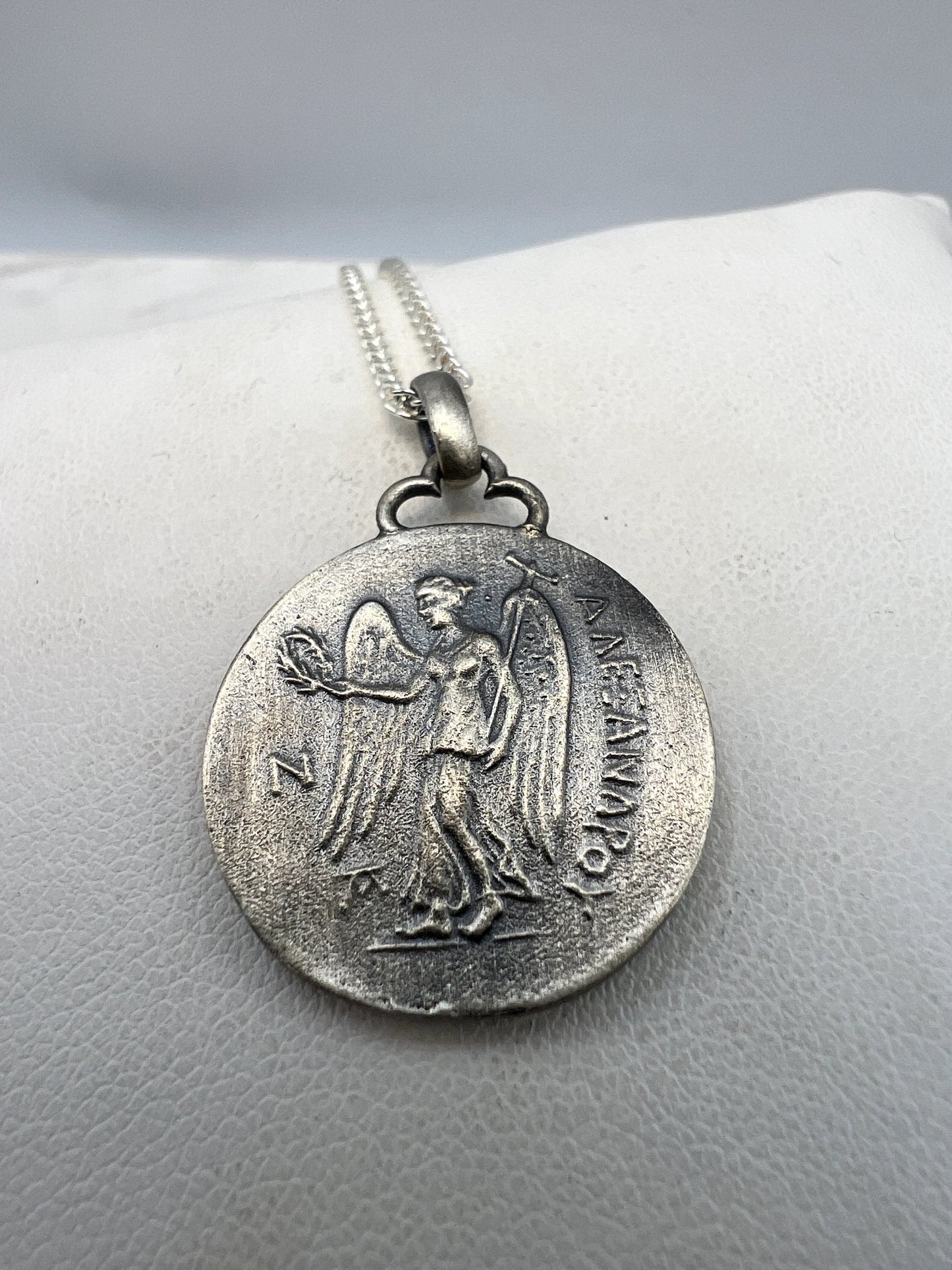Athena Nike goddess Alexander the great Ancient Coin copy pendant sterling silver 22 mm