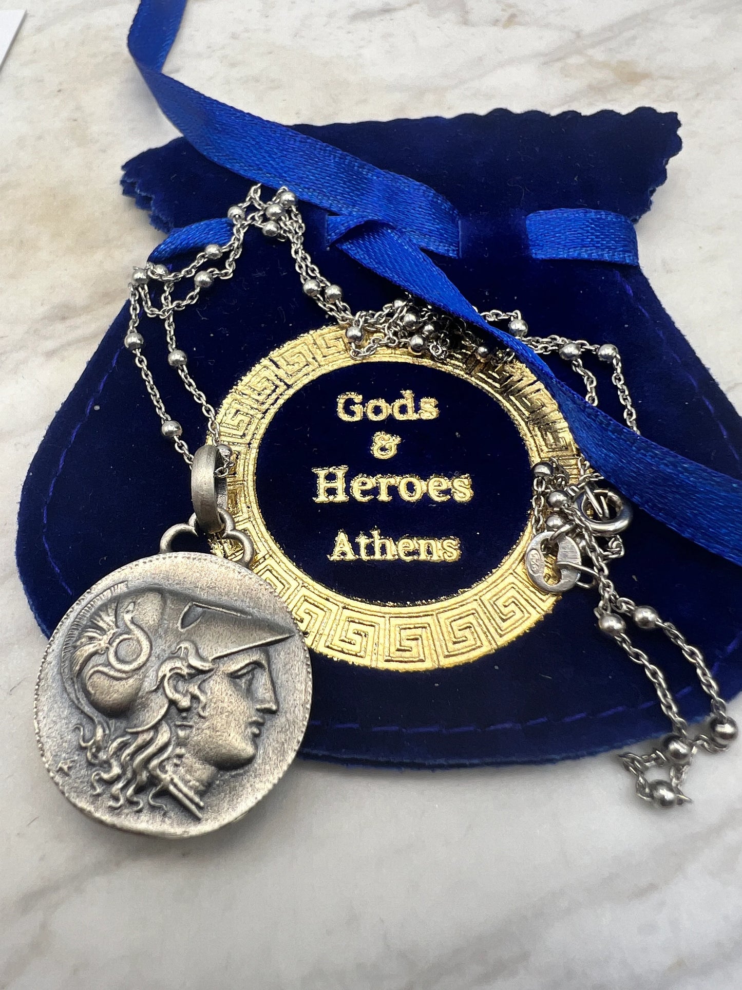 Athena Nike goddess Alexander the great Ancient Coin copy pendant sterling silver 22 mm