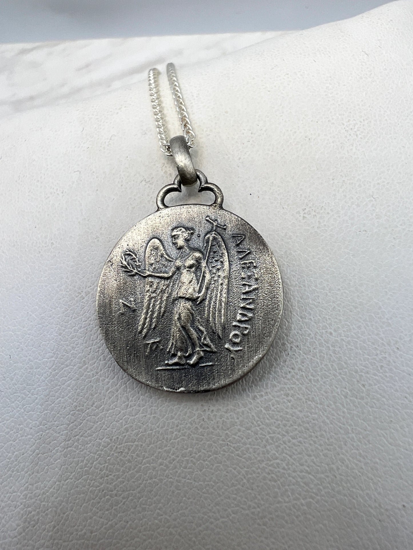 Athena Nike goddess Alexander the great Ancient Coin copy pendant sterling silver 22 mm