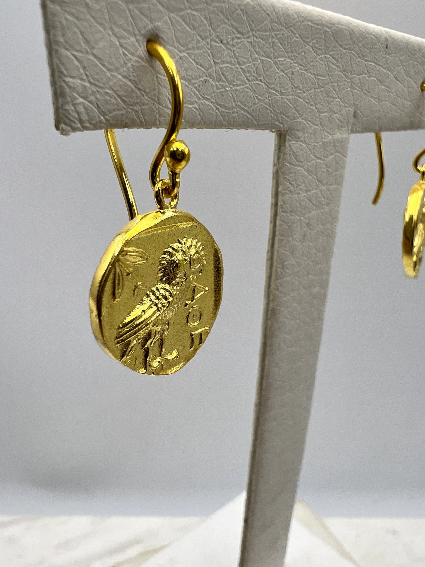 Owl of Athena Earrings Ancient Greek Coin Replica 925 Silver