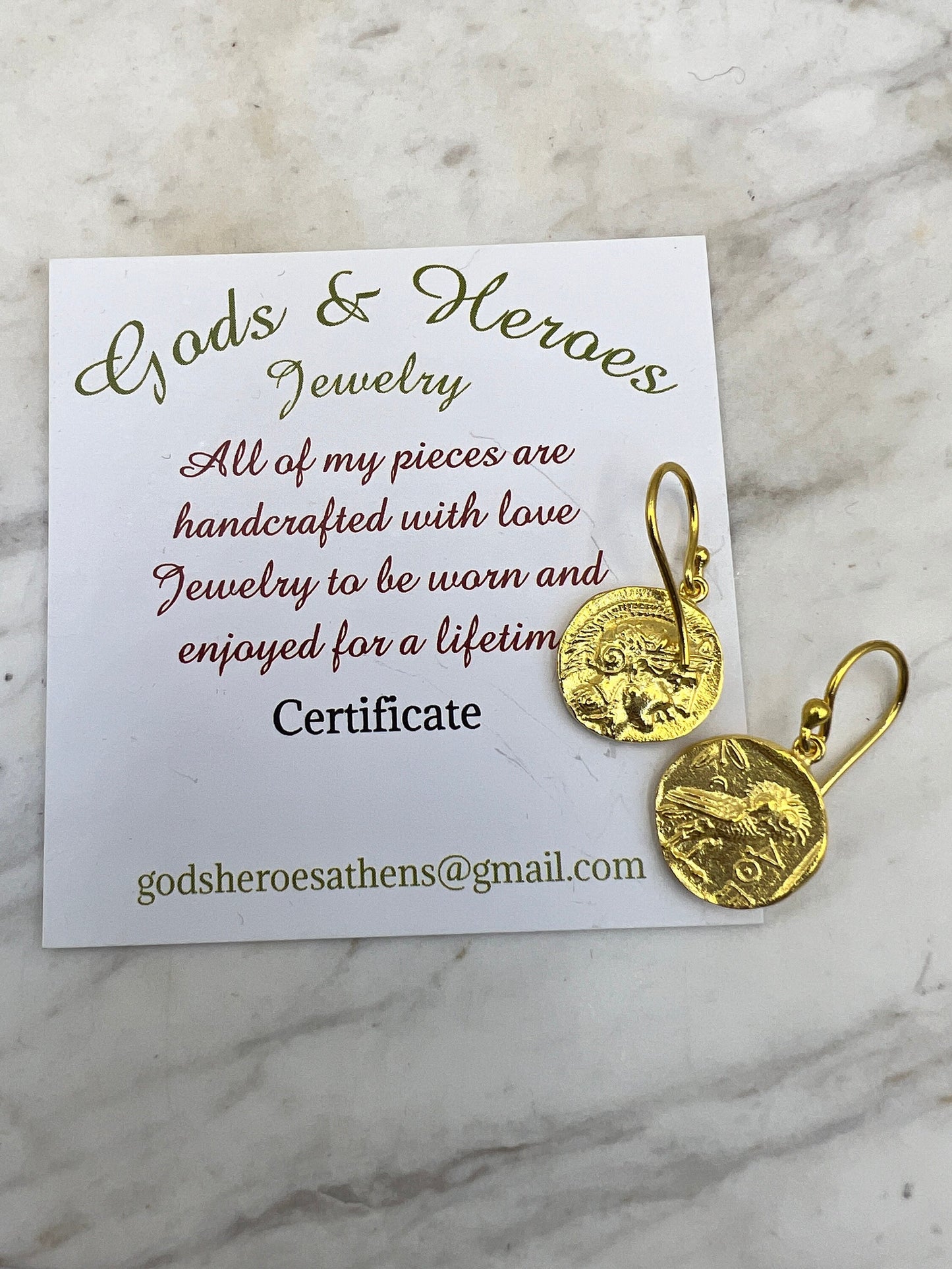 Owl of Athena Earrings Ancient Greek Coin Replica 925 Silver