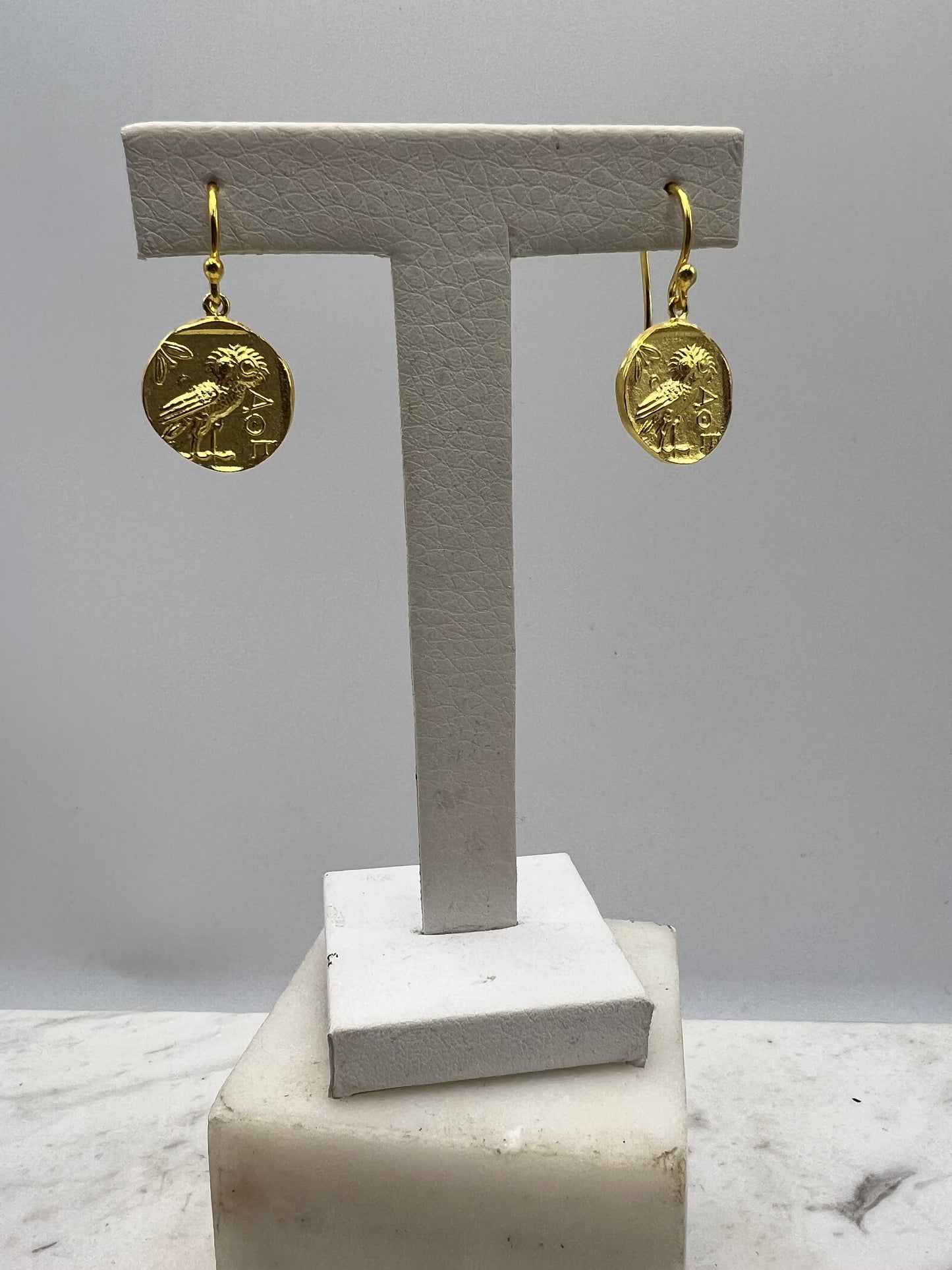 Owl of Athena Earrings Ancient Greek Coin Replica 925 Silver