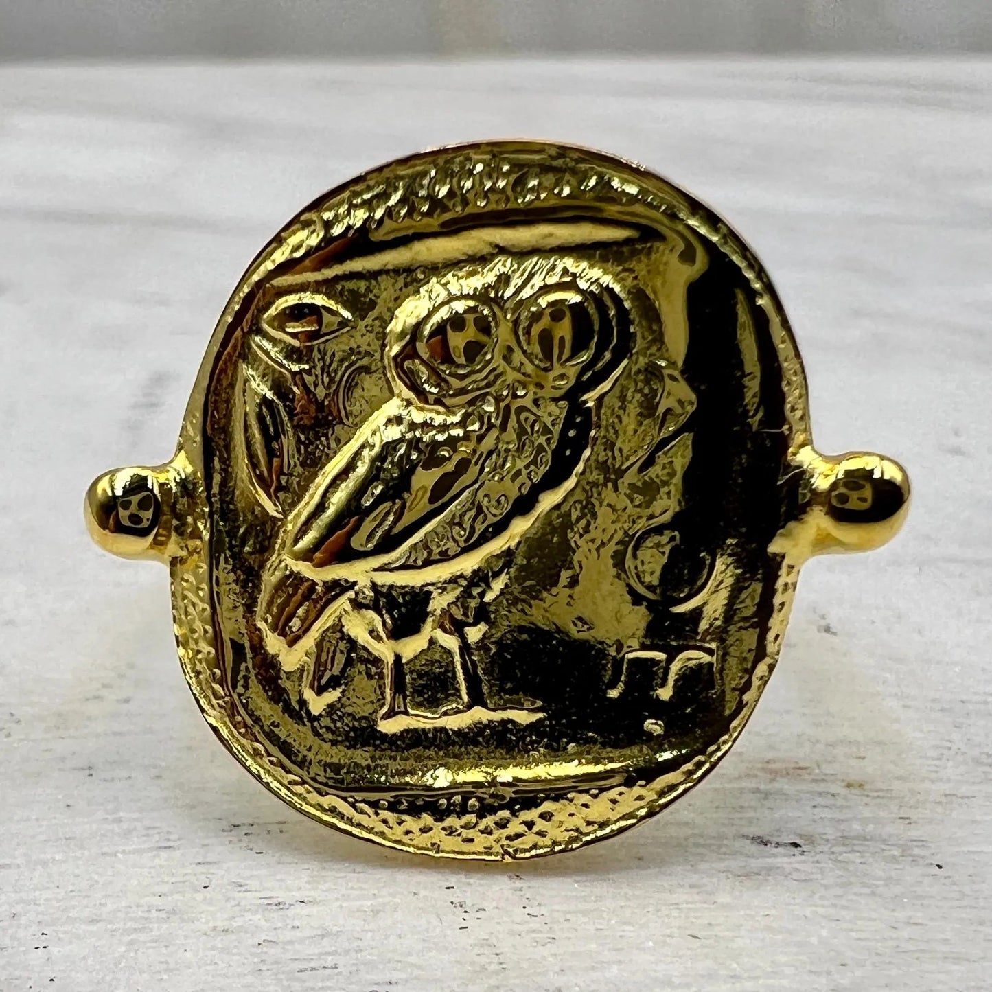 Goddess Athena Owl Coin Ring ancient Greek