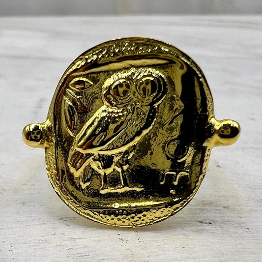 Goddess Athena Owl Coin Ring ancient Greek