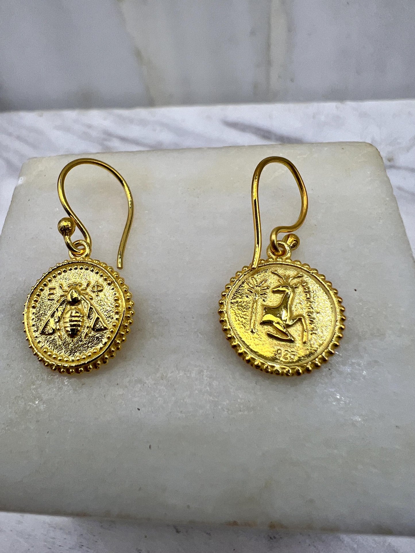 Goddess Artemis Ancient Bee Stag earring Greece Asia Ephesus Tetradrachm coin jewelry handmade (Copy)