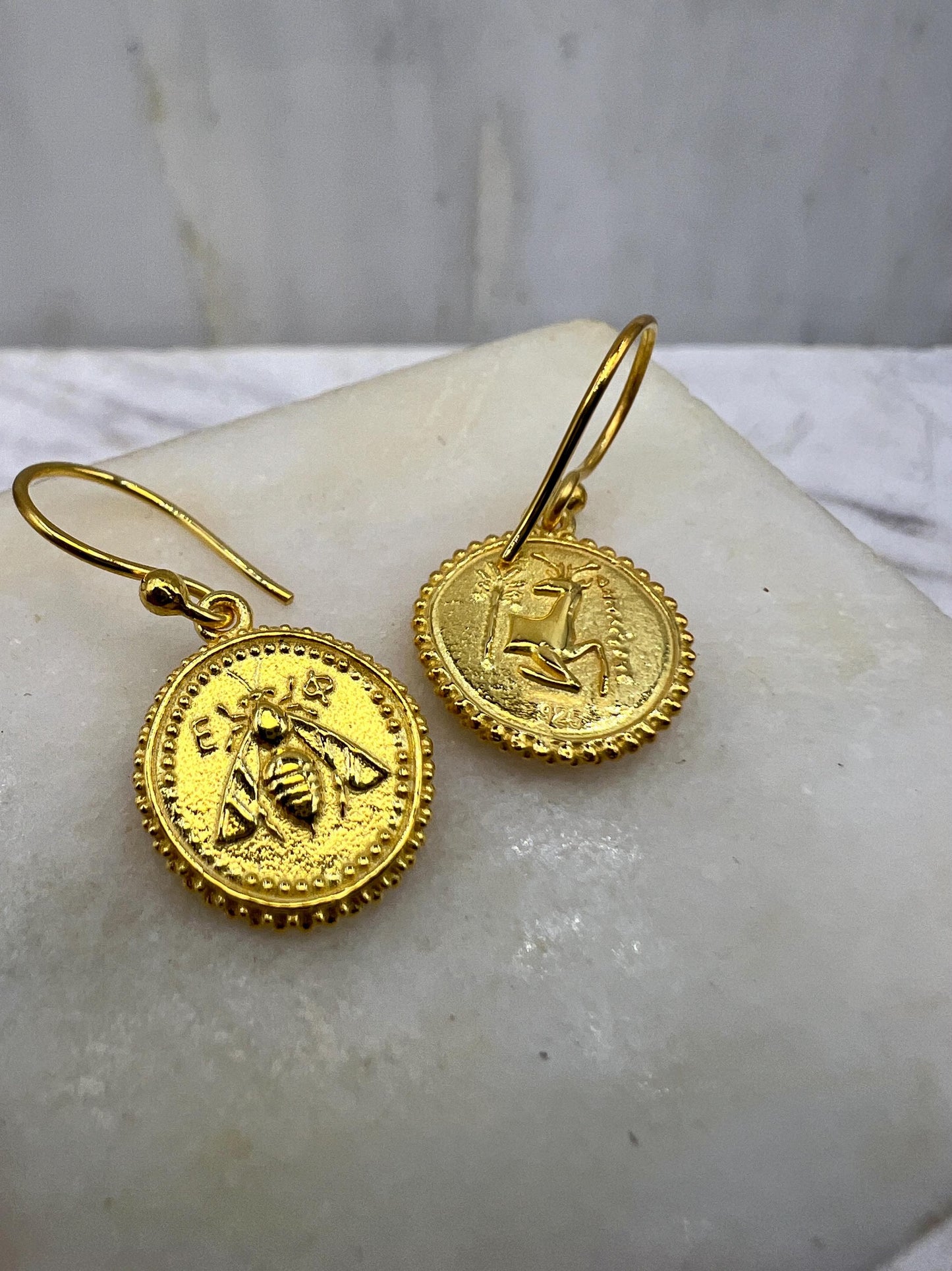 Goddess Artemis Ancient Bee Stag earring Greece Asia Ephesus Tetradrachm coin jewelry handmade (Copy)