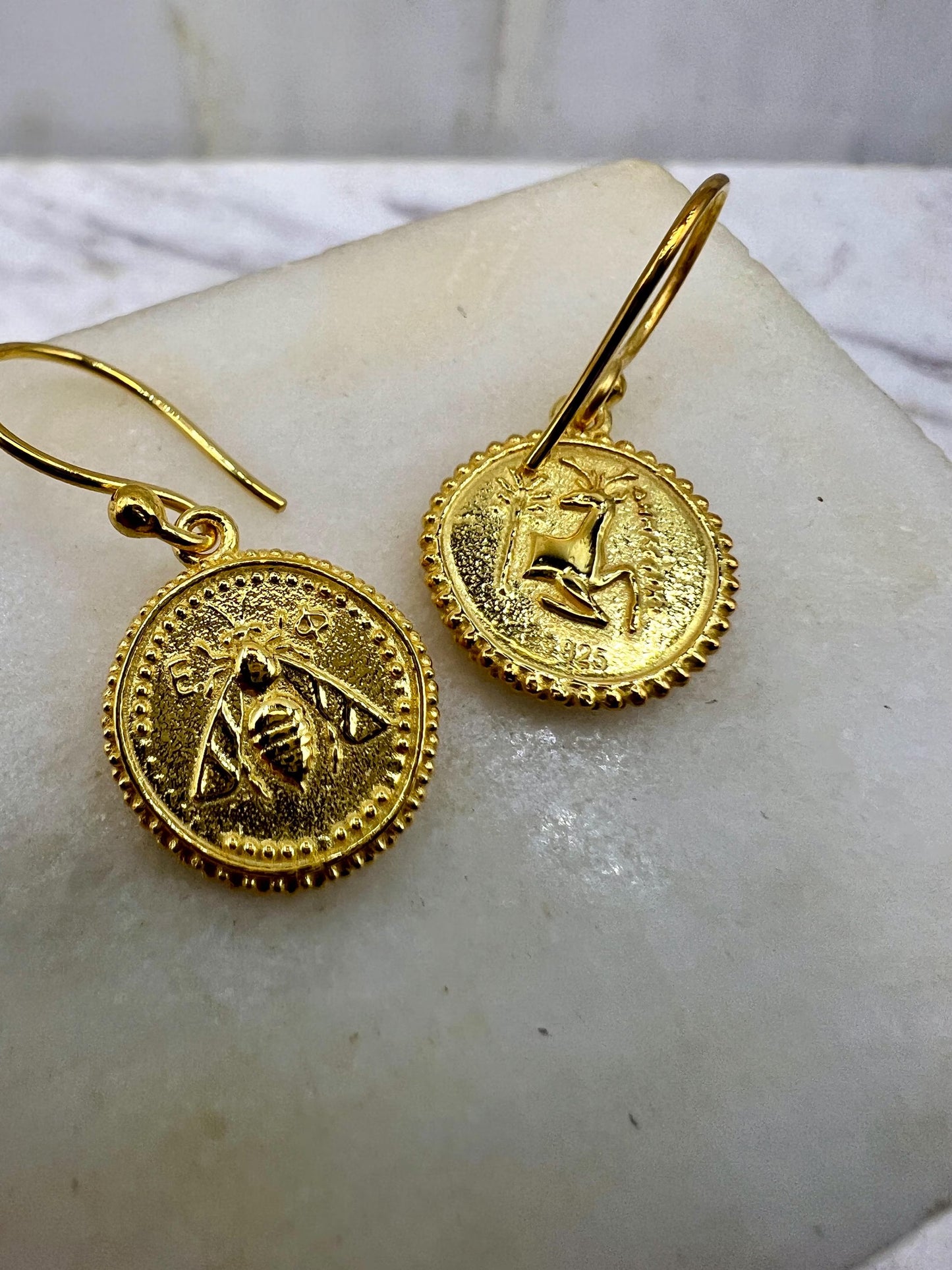 Goddess Artemis Ancient Bee Stag earring Greece Asia Ephesus Tetradrachm coin jewelry handmade (Copy)