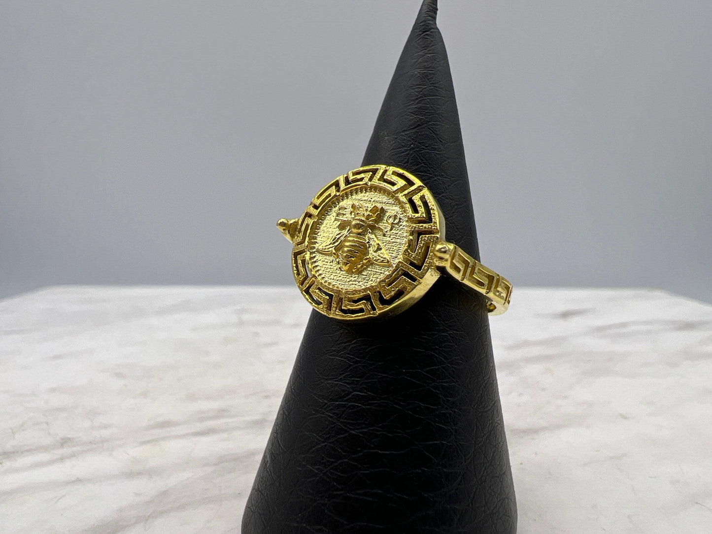 Artemis Goddess Ancient Greek Sacred Bee Greek key Meander Coin Ring